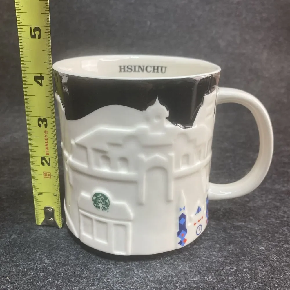 Starbucks Hsinchu‎ 2013 Relief 3D Coffee Tea Cup Mug 16 oz City Skyline Black